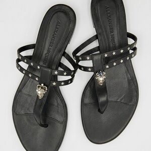 Alexander Mc Queen Black Embellished Stars and Skulls Sandals
